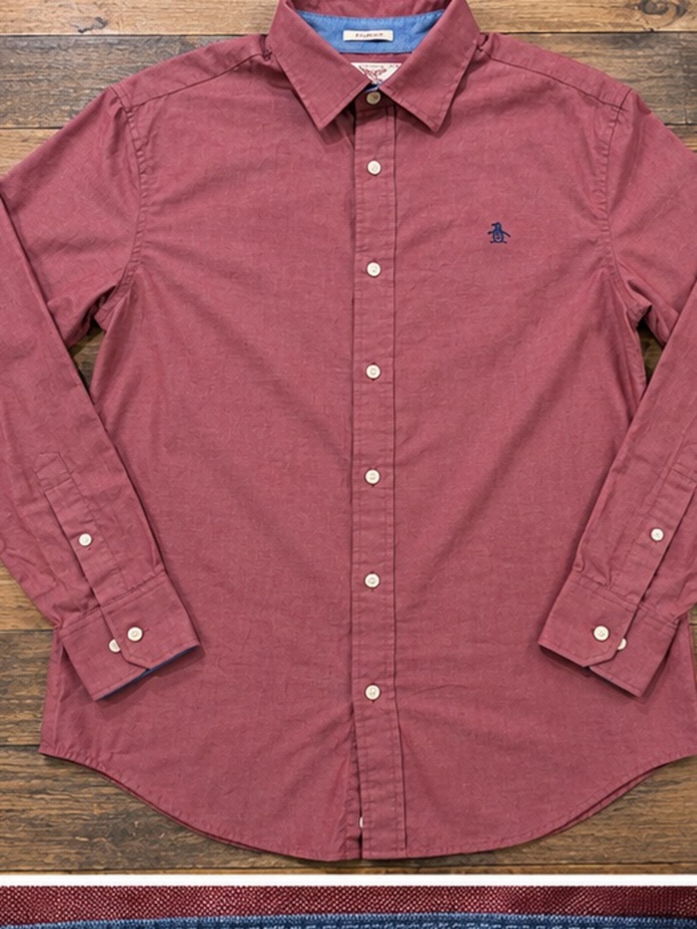 Original Penguin Men's Maroon Long-Sleeve Button-Down Shirt